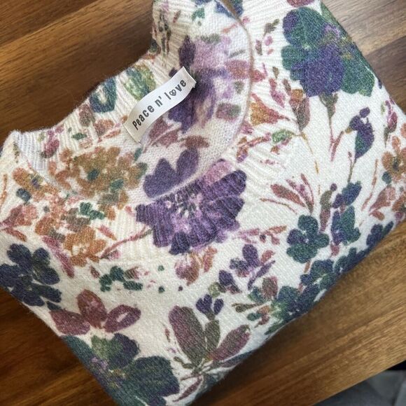 Peace N’ Love Colorful Floral Pullover Crew Neck Sweater Women’s Size Medium? - Picture 6 of 6